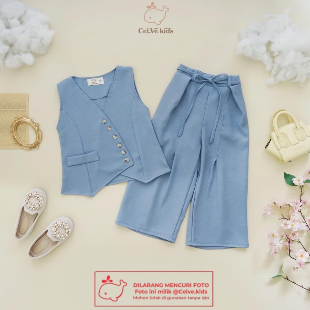 CELVEkids - Stelan Andrea Set Baju rok celana Anak Perempuan Korean style semiwool usia 1-8th