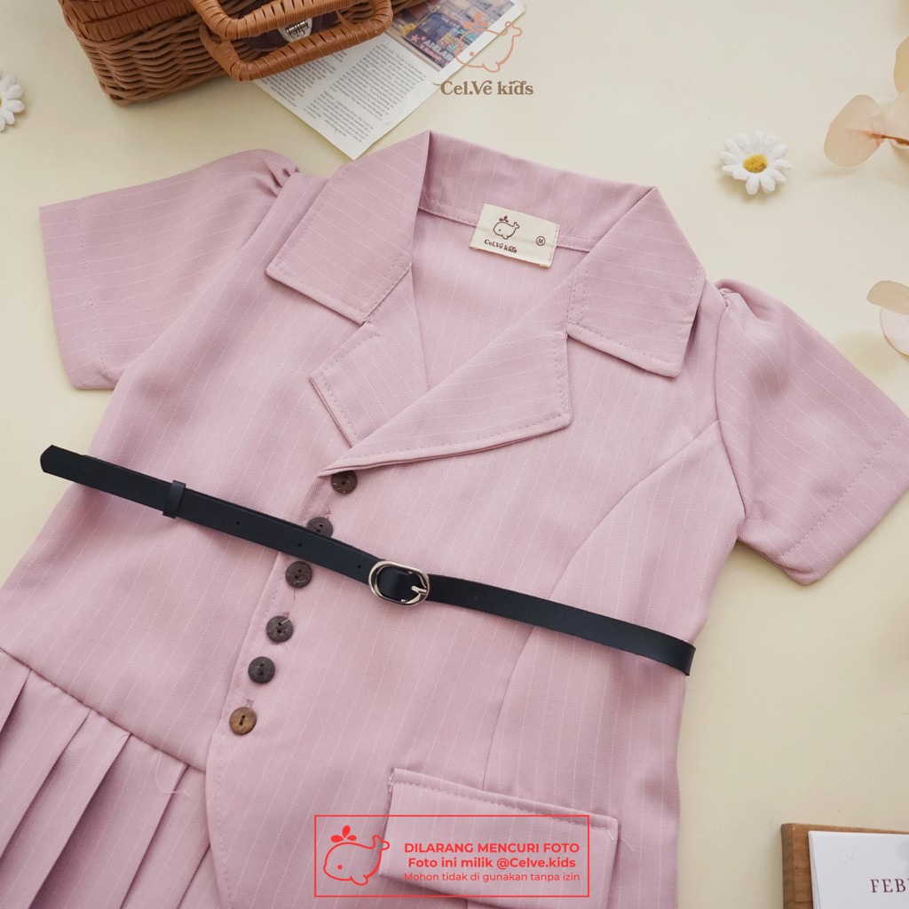 Celvekids - Veronica Dress Anak Perempuan Korean Style Semiwool Usia 1-6th