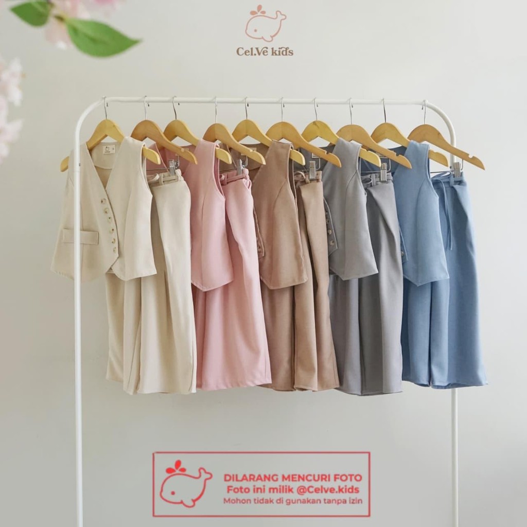 CELVEkids - Stelan Andrea Set Baju rok celana Anak Perempuan Korean style semiwool usia 1-8th