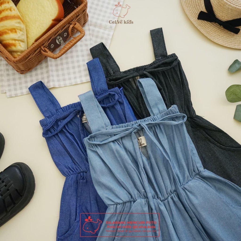 CELVEkids - Jumpsuit Cornelia Baju Celana Anak Perempuan Korean style Denim Premium usia 1-8th