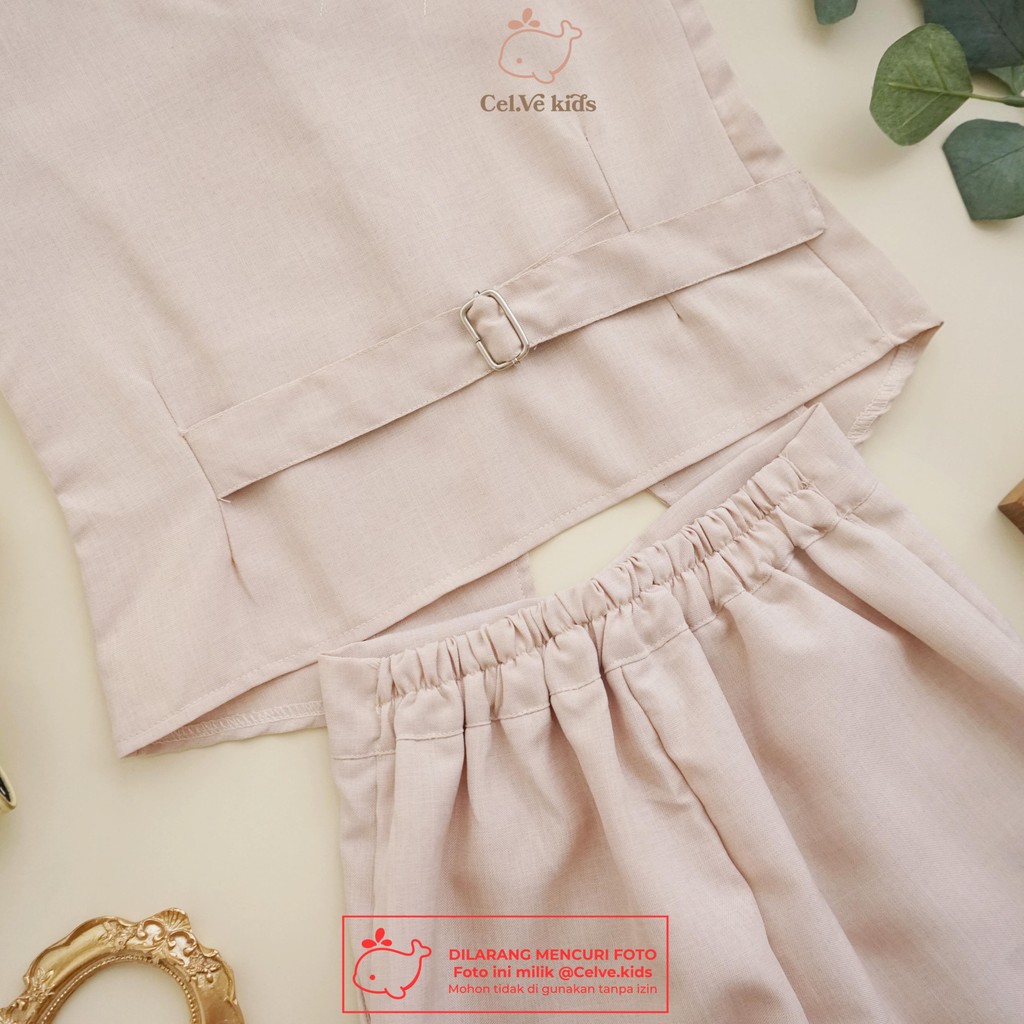 CELVEkids - Stelan Brittany Set Baju Celana Anak Perempuan Korean style Bahan Linen Premium usia 1-8th