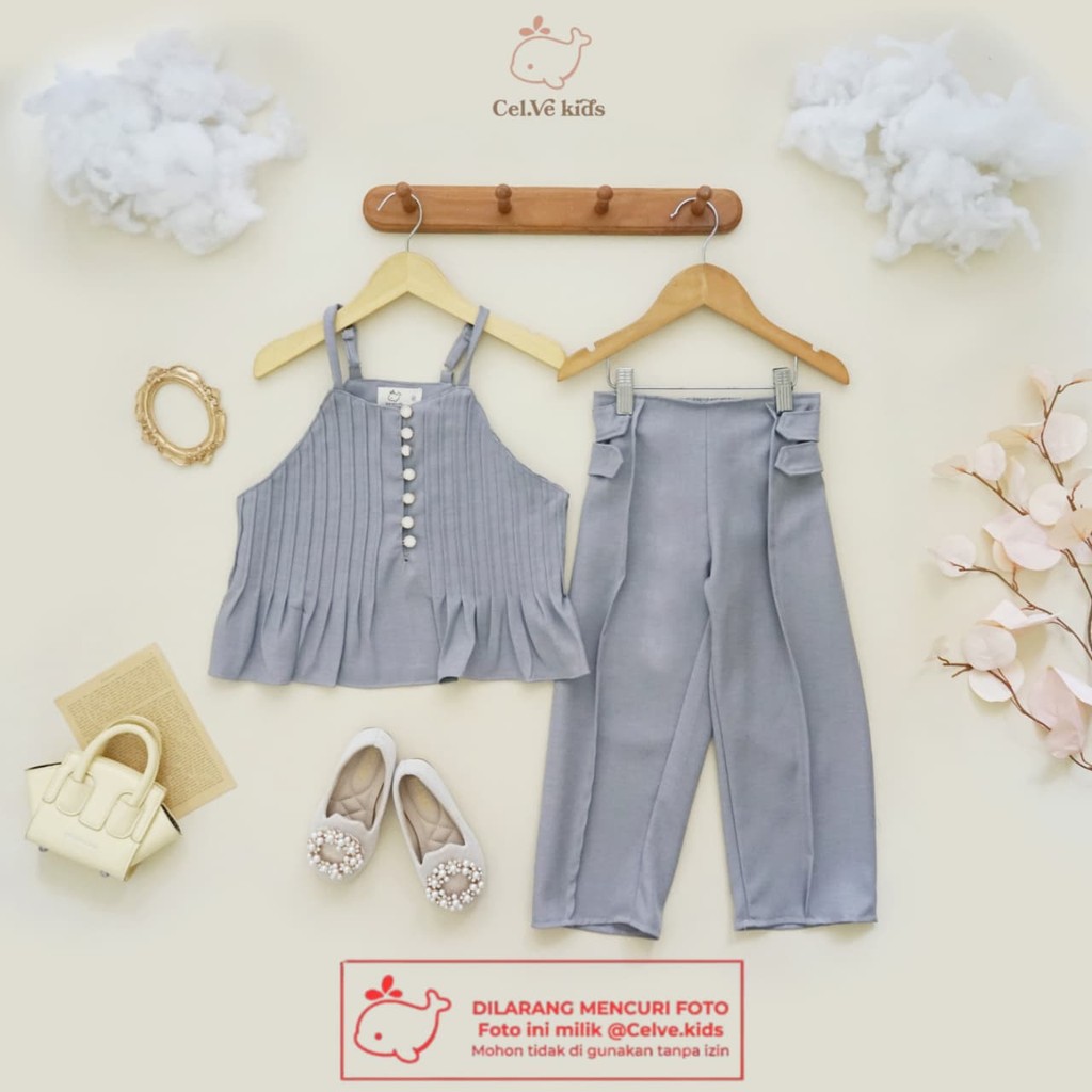 CELVEkids - Stelan Loreen Set Baju celana Anak Perempuan Korean style semiwool usia 1-8th
