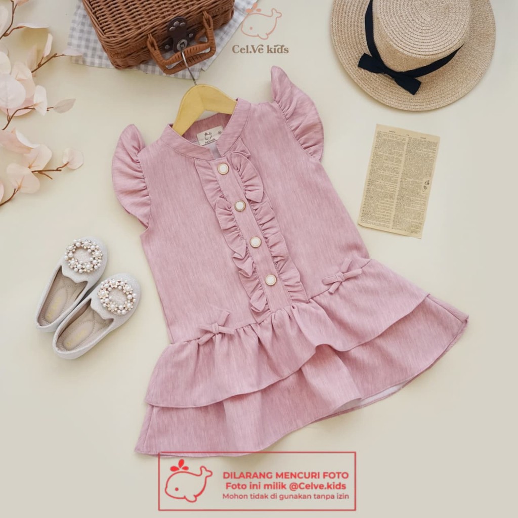 Celvekids - Dress Viola Baju Rok Anak Perempuan Korean Style Semiwool Usia 1-8th