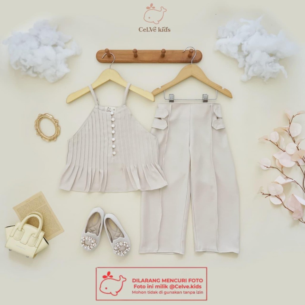 CELVEkids - Stelan Loreen Set Baju celana Anak Perempuan Korean style semiwool usia 1-8th