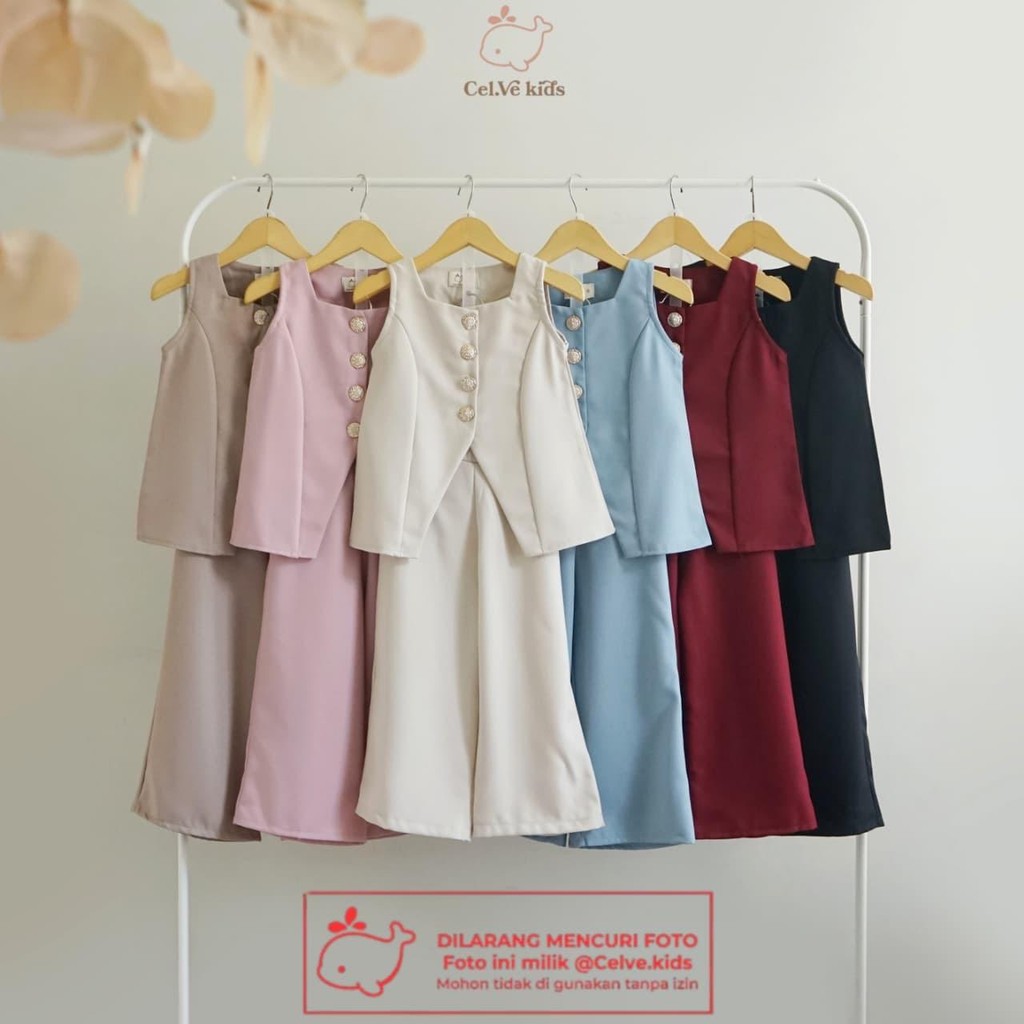 CELVEkids - Stelan Edwina Set Baju celana Anak Perempuan Korean style semiwool usia 1-8th