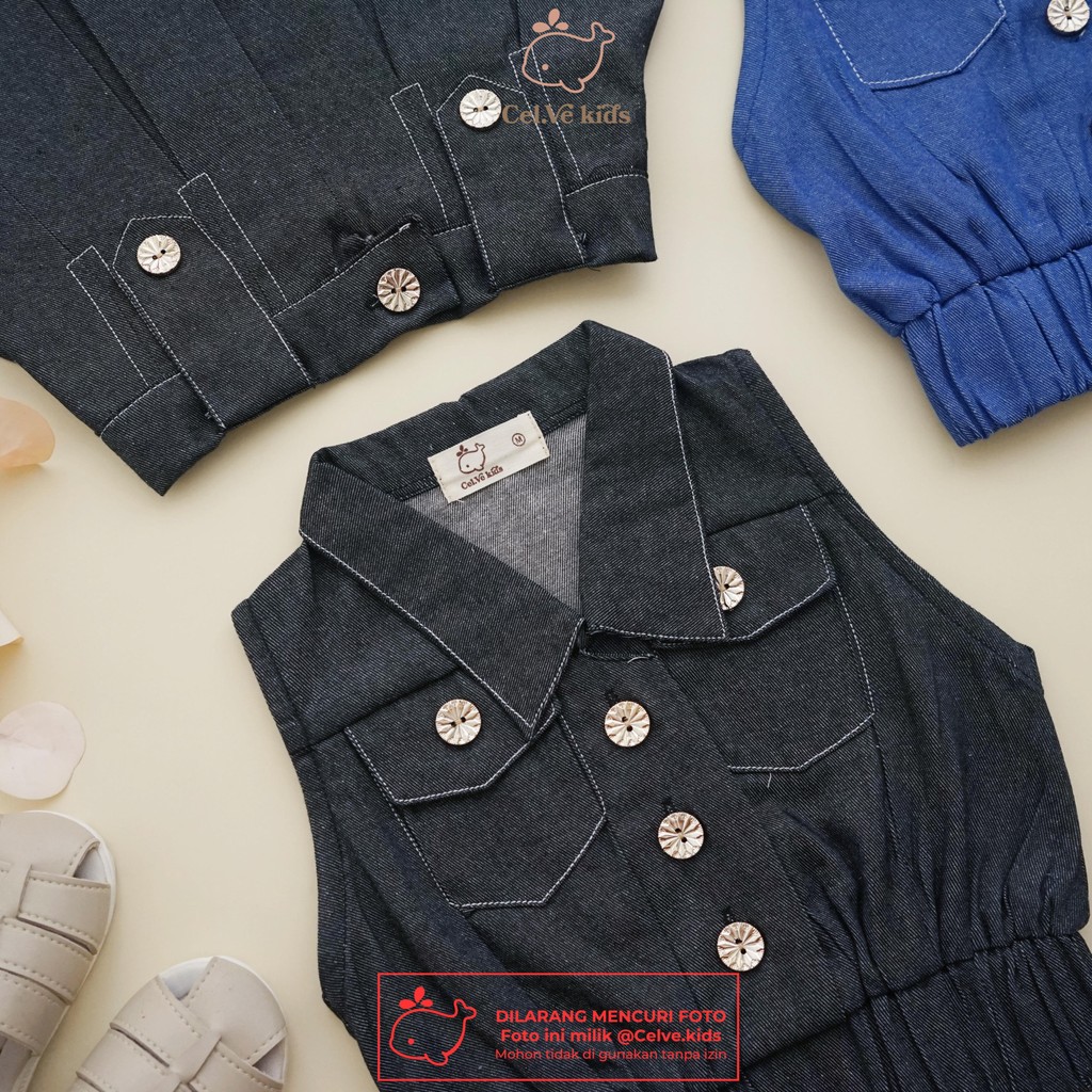 CELVEkids - Stelan Natasha Set Baju Rok Celana Anak Perempuan Korean style Denim premium usia 1-8th