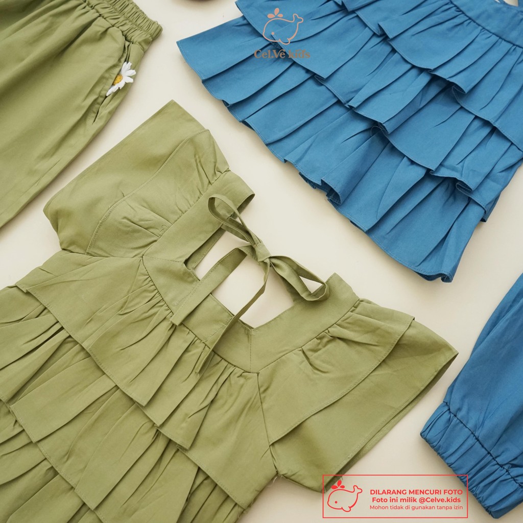 CELVEkids - Stelan Holly Set Baju Anak Perempuan Korean style Bahan katun poplin usia 1-8th