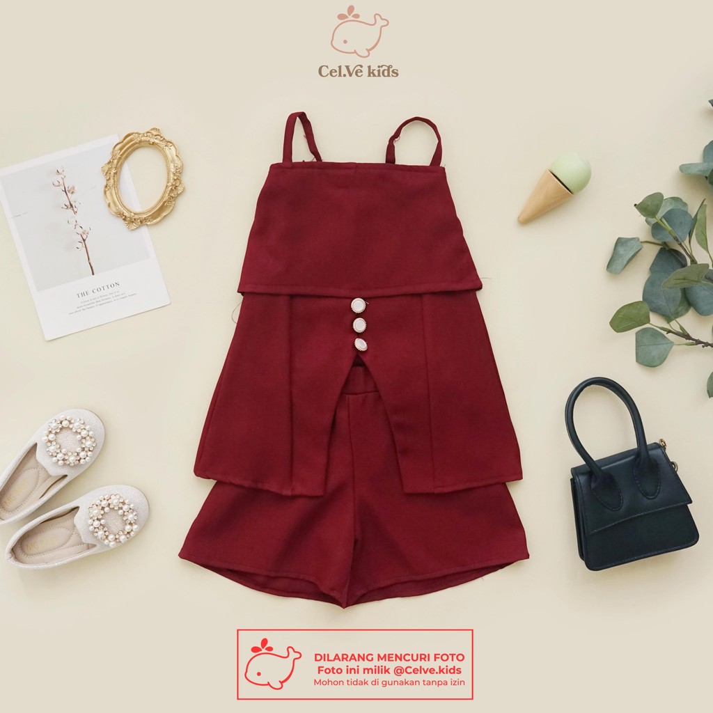 CELVEkids - Stelan Natalia Set Baju Celana Anak Perempuan Korean style Bahan Linen Premium usia 1-8th