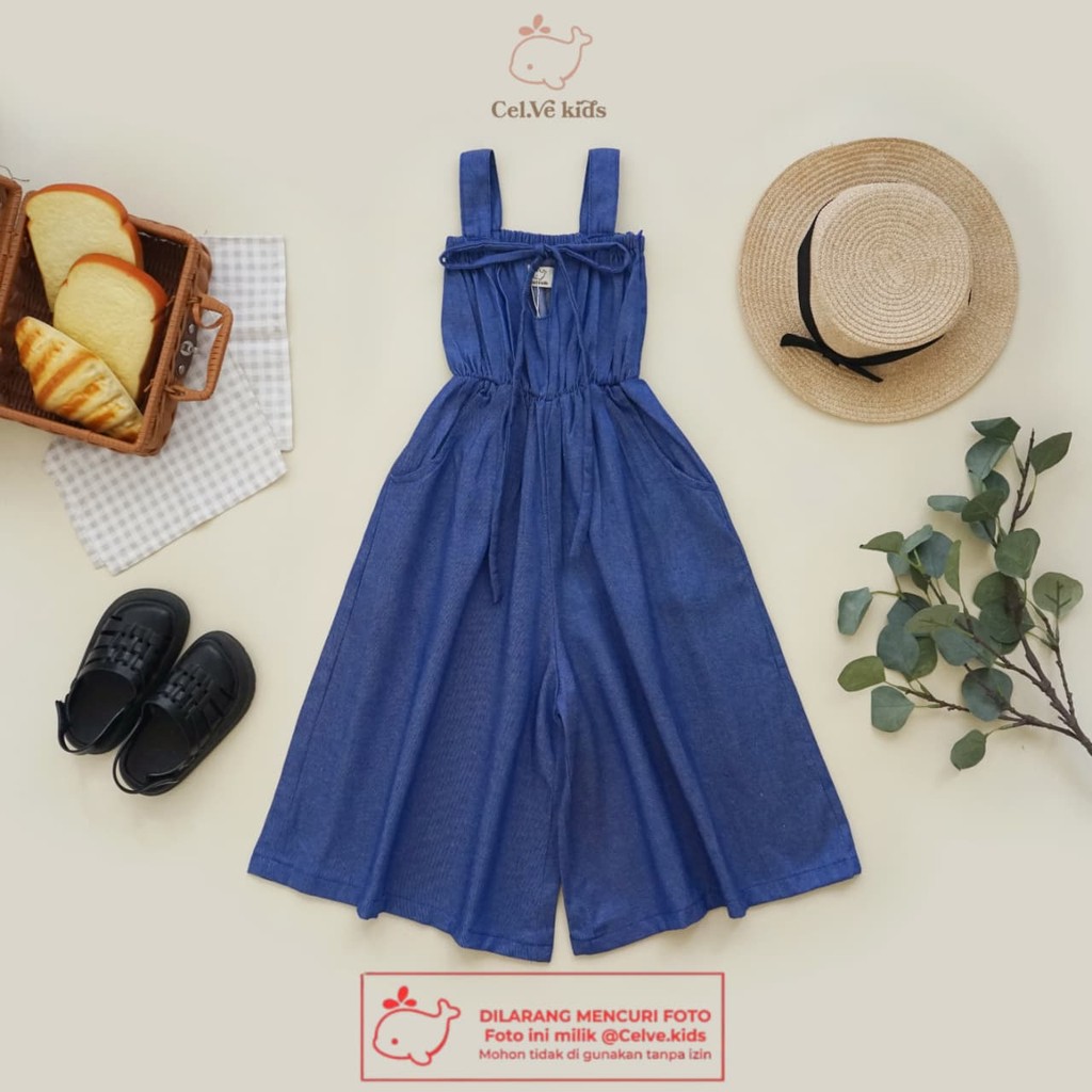 CELVEkids - Jumpsuit Cornelia Baju Celana Anak Perempuan Korean style Denim Premium usia 1-8th