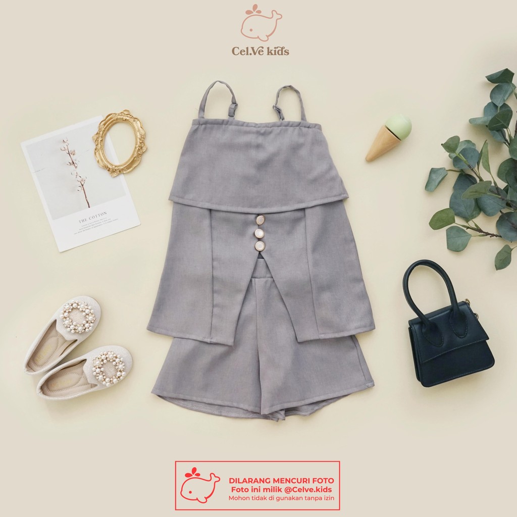 CELVEkids - Stelan Natalia Set Baju Celana Anak Perempuan Korean style Bahan Linen Premium usia 1-8th