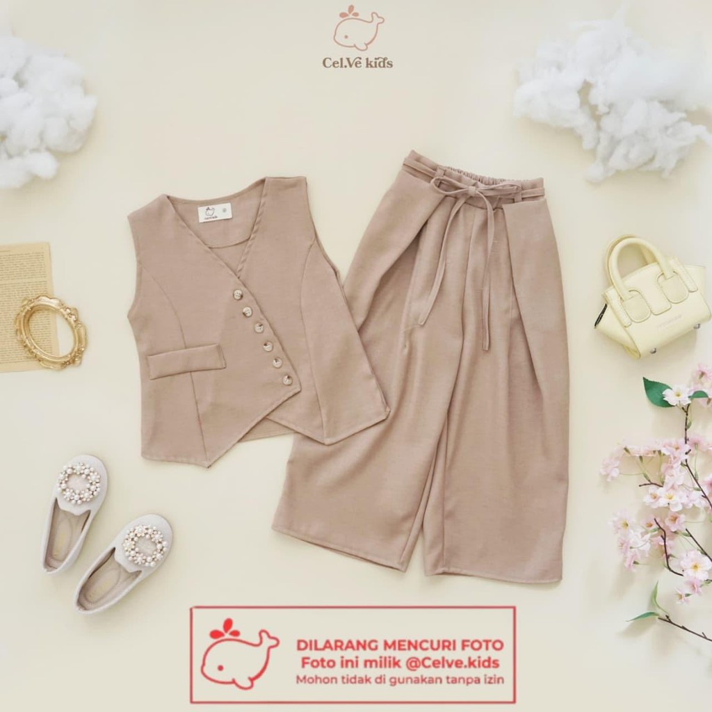 CELVEkids - Stelan Andrea Set Baju rok celana Anak Perempuan Korean style semiwool usia 1-8th