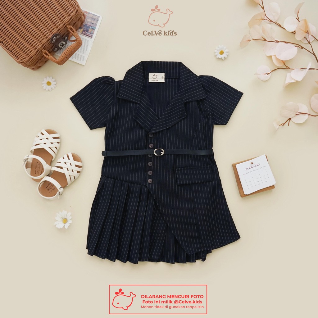 Celvekids - Veronica Dress Anak Perempuan Korean Style Semiwool Usia 1-6th