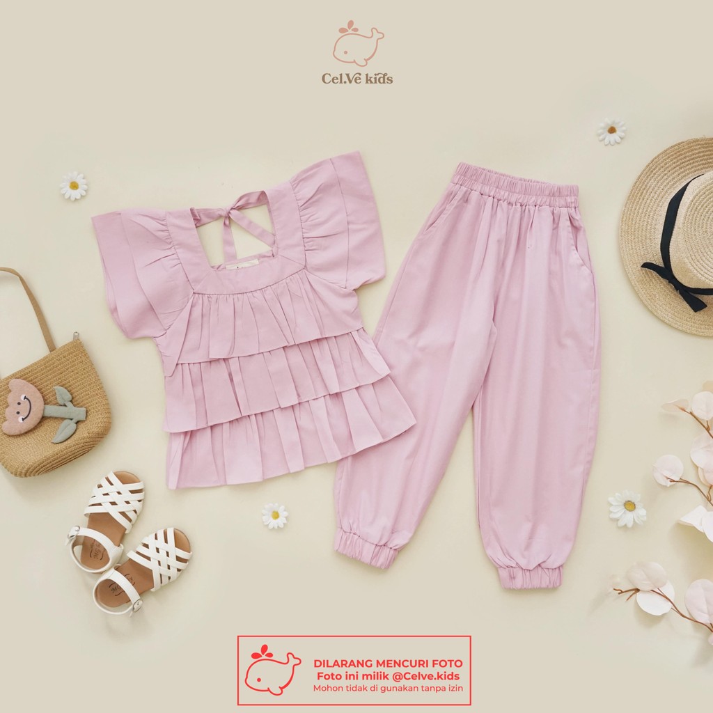 CELVEkids - Stelan Holly Set Baju Anak Perempuan Korean style Bahan katun poplin usia 1-8th