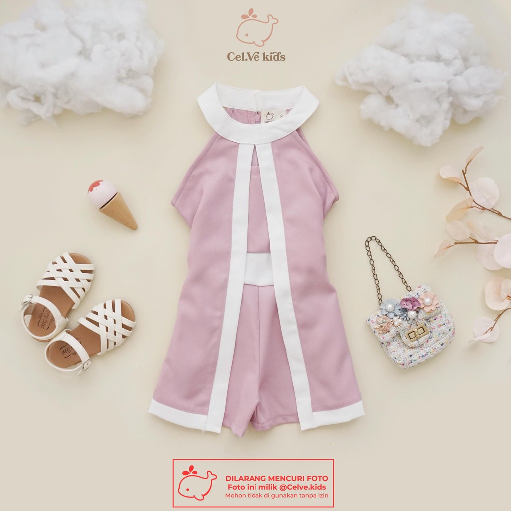 CELVEkids - Jumpsuit Chessy Baju Celana Anak Perempuan Korean style Denim Premium usia 1-8th