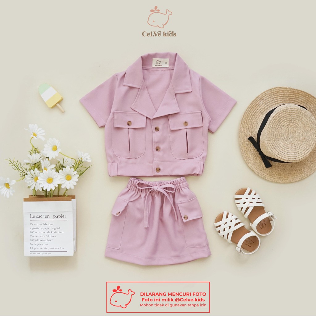 CELVEkids - Stelan Delilah Set Baju Rok Anak Perempuan Korean style semiwool usia 1-8th
