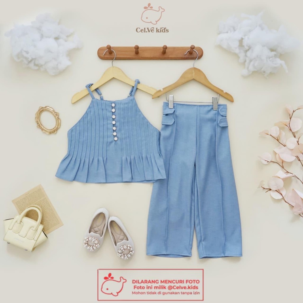 CELVEkids - Stelan Loreen Set Baju celana Anak Perempuan Korean style semiwool usia 1-8th