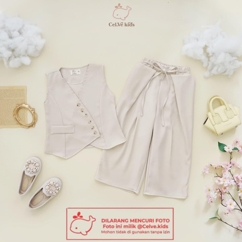 CELVEkids - Stelan Andrea Set Baju rok celana Anak Perempuan Korean style semiwool usia 1-8th