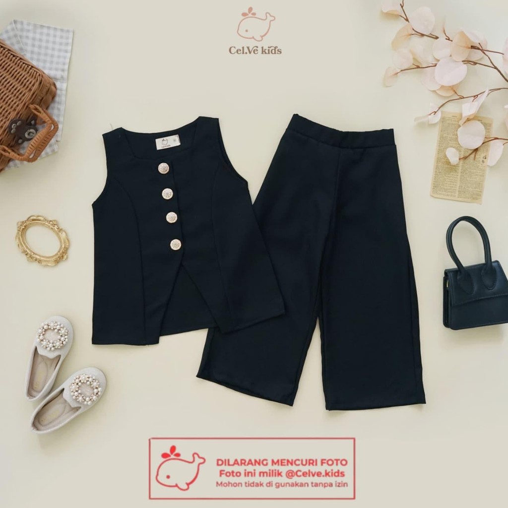 CELVEkids - Stelan Edwina Set Baju celana Anak Perempuan Korean style semiwool usia 1-8th
