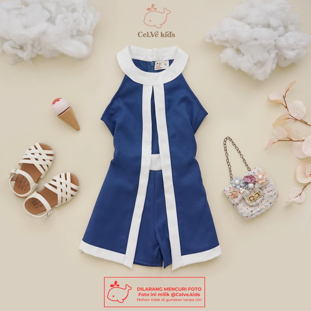 CELVEkids - Jumpsuit Chessy Baju Celana Anak Perempuan Korean style Denim Premium usia 1-8th