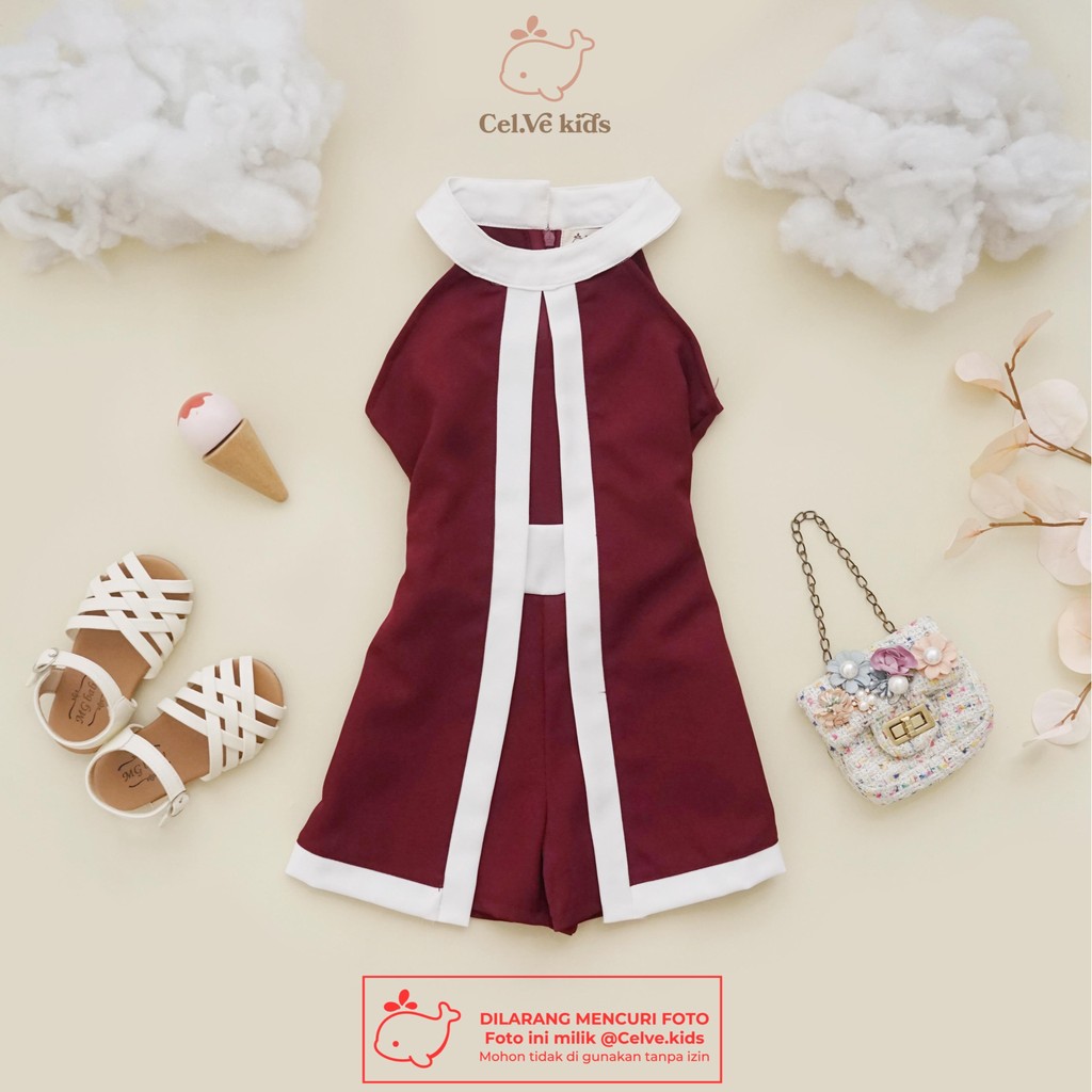 CELVEkids - Jumpsuit Chessy Baju Celana Anak Perempuan Korean style Denim Premium usia 1-8th