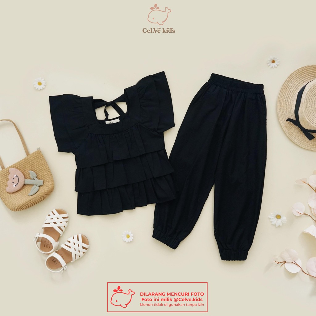 CELVEkids - Stelan Holly Set Baju Anak Perempuan Korean style Bahan katun poplin usia 1-8th