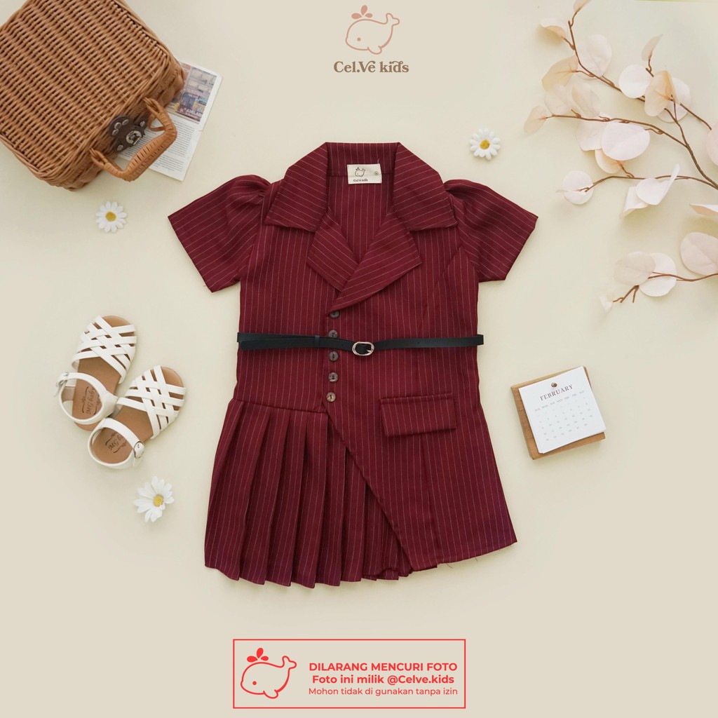 Celvekids - Veronica Dress Anak Perempuan Korean Style Semiwool Usia 1-6th