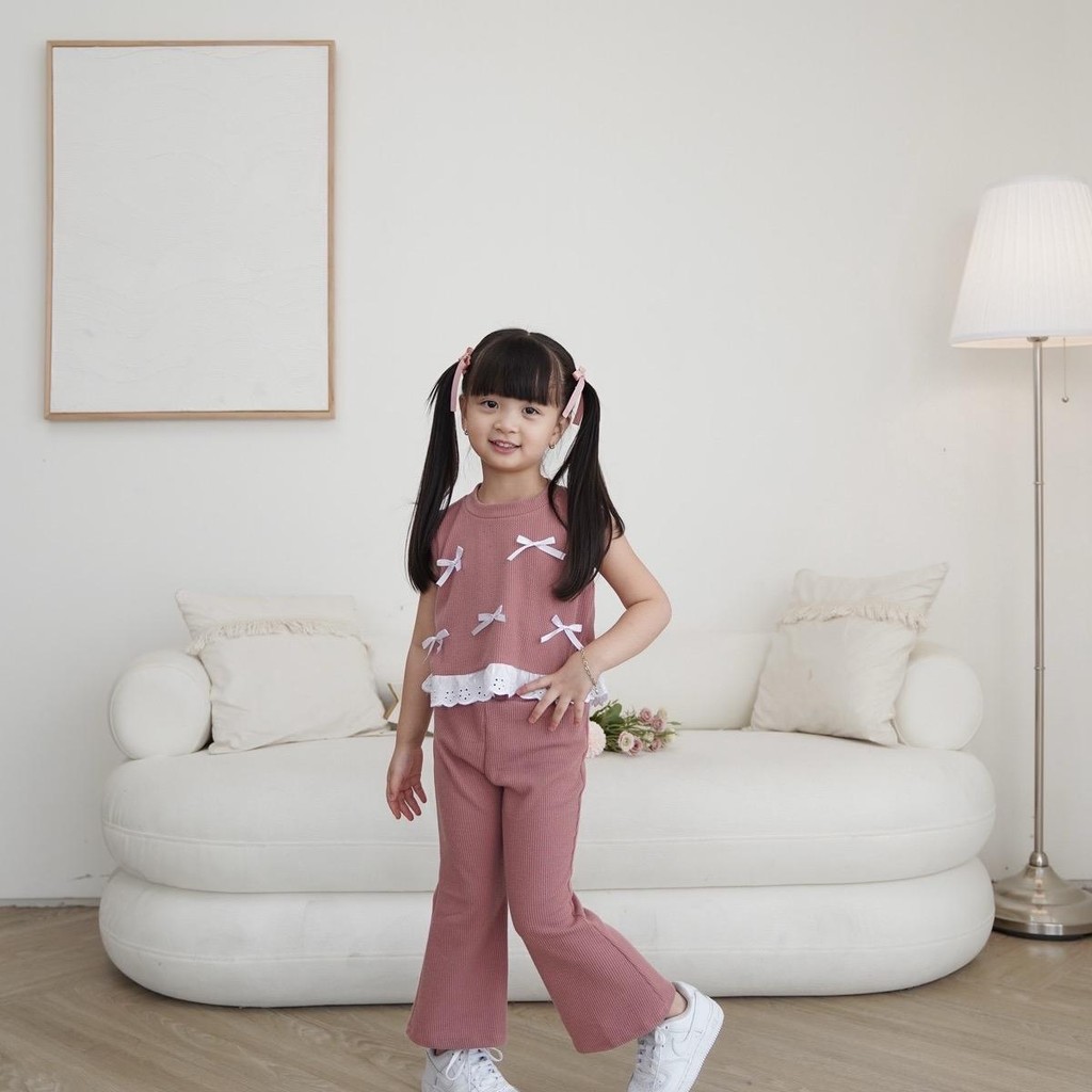 CELVEkids - Stelan Claire Set Baju celana Anak Perempuan Korean style Bahan knit usia 1-6th
