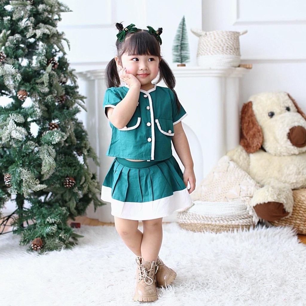 CELVEkids - Stelan Alecia Set Baju celana Anak Perempuan Korean style Bahan cotton usia 1-6tha