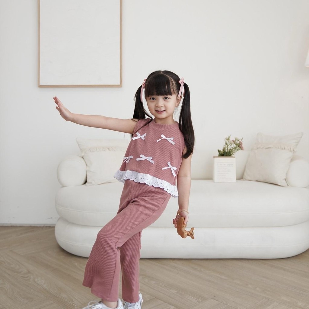CELVEkids - Stelan Claire Set Baju celana Anak Perempuan Korean style Bahan knit usia 1-6th