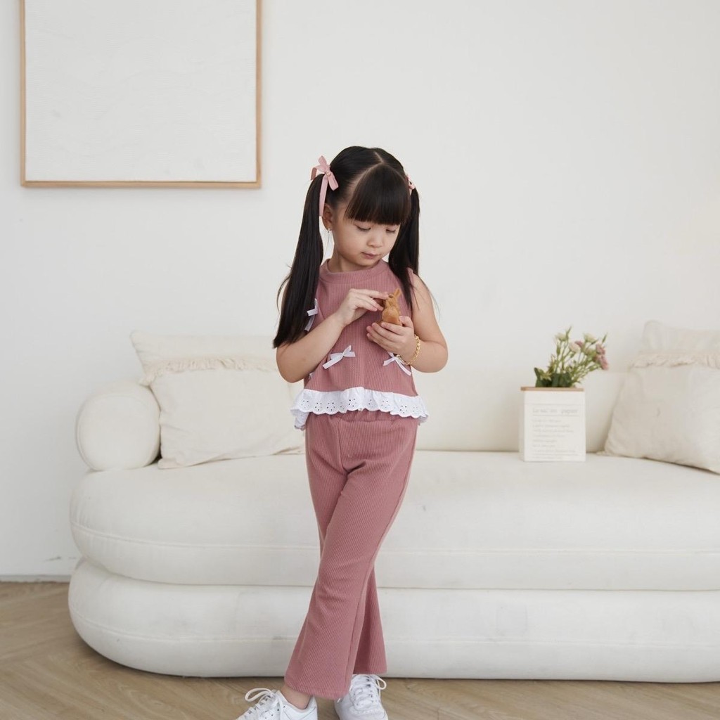 CELVEkids - Stelan Claire Set Baju celana Anak Perempuan Korean style Bahan knit usia 1-6th