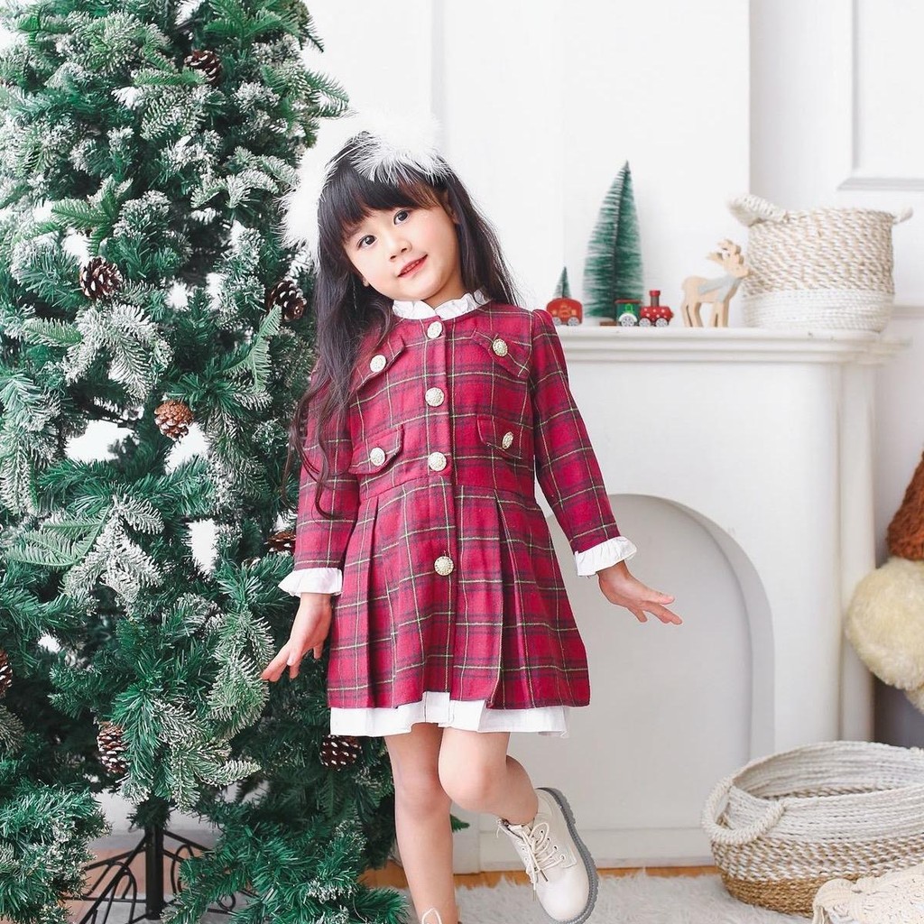 CELVEkids - Ferris Dress Baju Rok Anak Perempuan Korean style Bahan flanel usia 1-6th