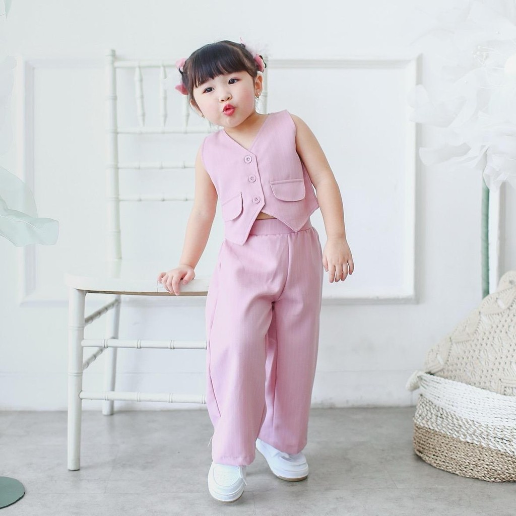 CELVEkids - Stelan Valentina Set Baju celana Anak Perempuan Korean style semiwool usia 1-6th