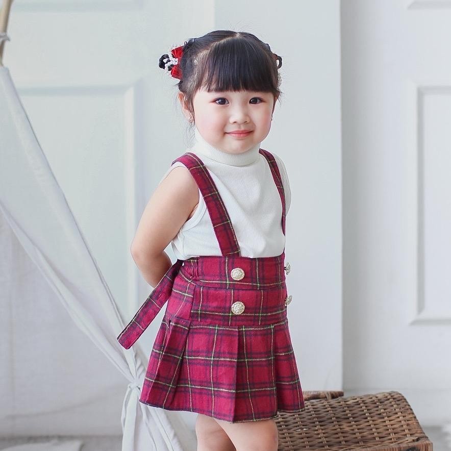 CELVEkids - Emmeline Overall skort Rok Celana ( Tanpa inner ) Anak Perempuan Korean style Bahan flanel usia 1-6th