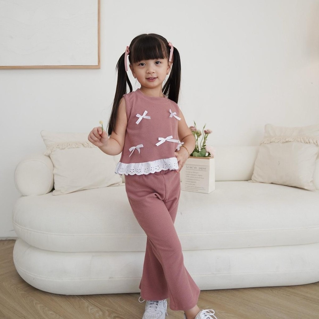 CELVEkids - Stelan Claire Set Baju celana Anak Perempuan Korean style Bahan knit usia 1-6th