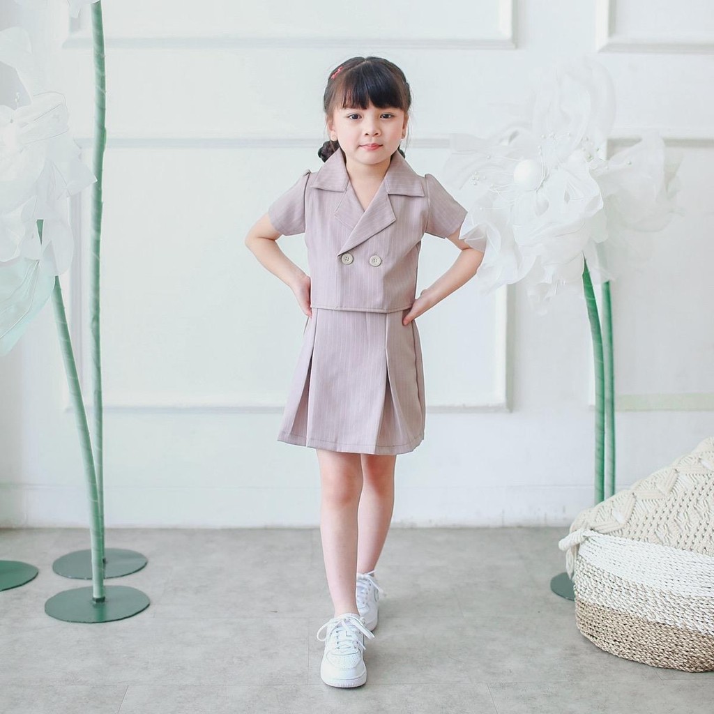 Celvekids - Stelan Lillian Set Baju Celana Anak Perempuan Korean Style Semiwool Usia 1-6th
