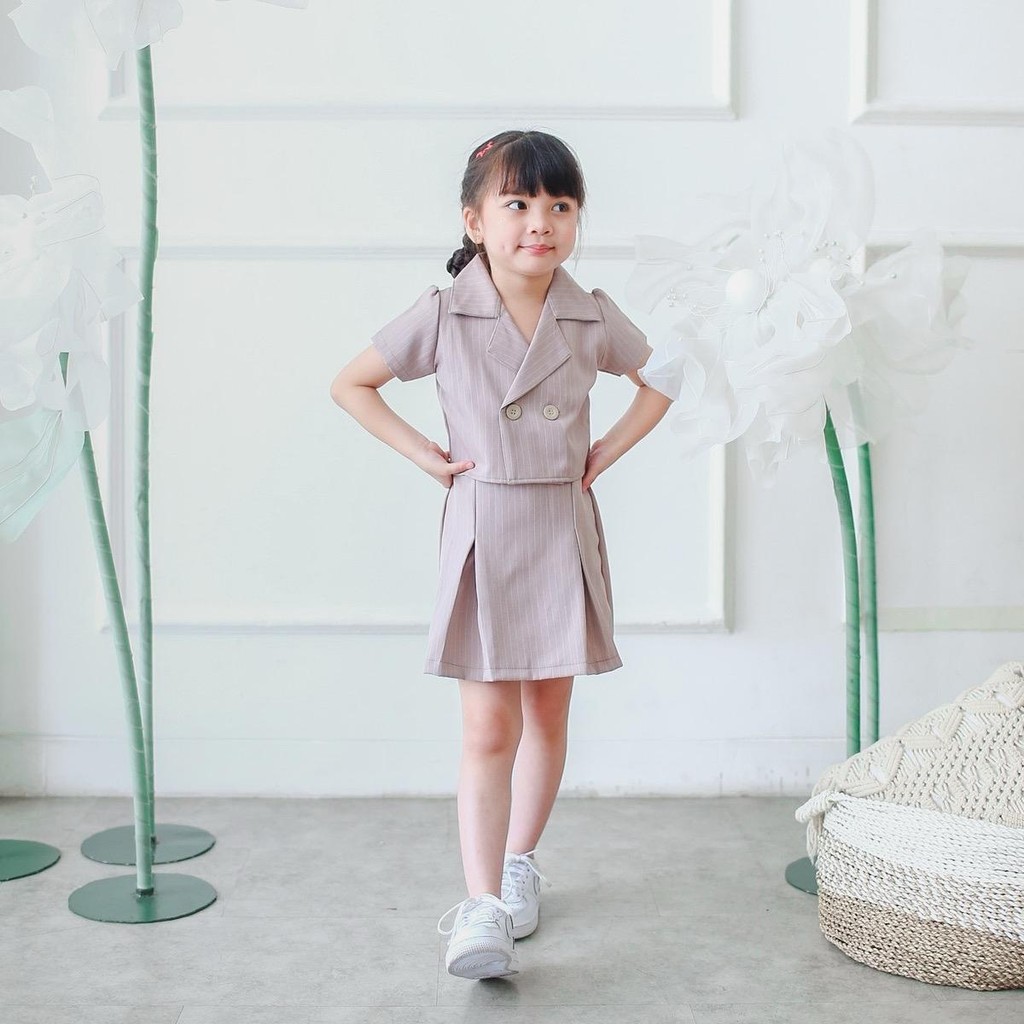Celvekids - Stelan Lillian Set Baju Celana Anak Perempuan Korean Style Semiwool Usia 1-6th