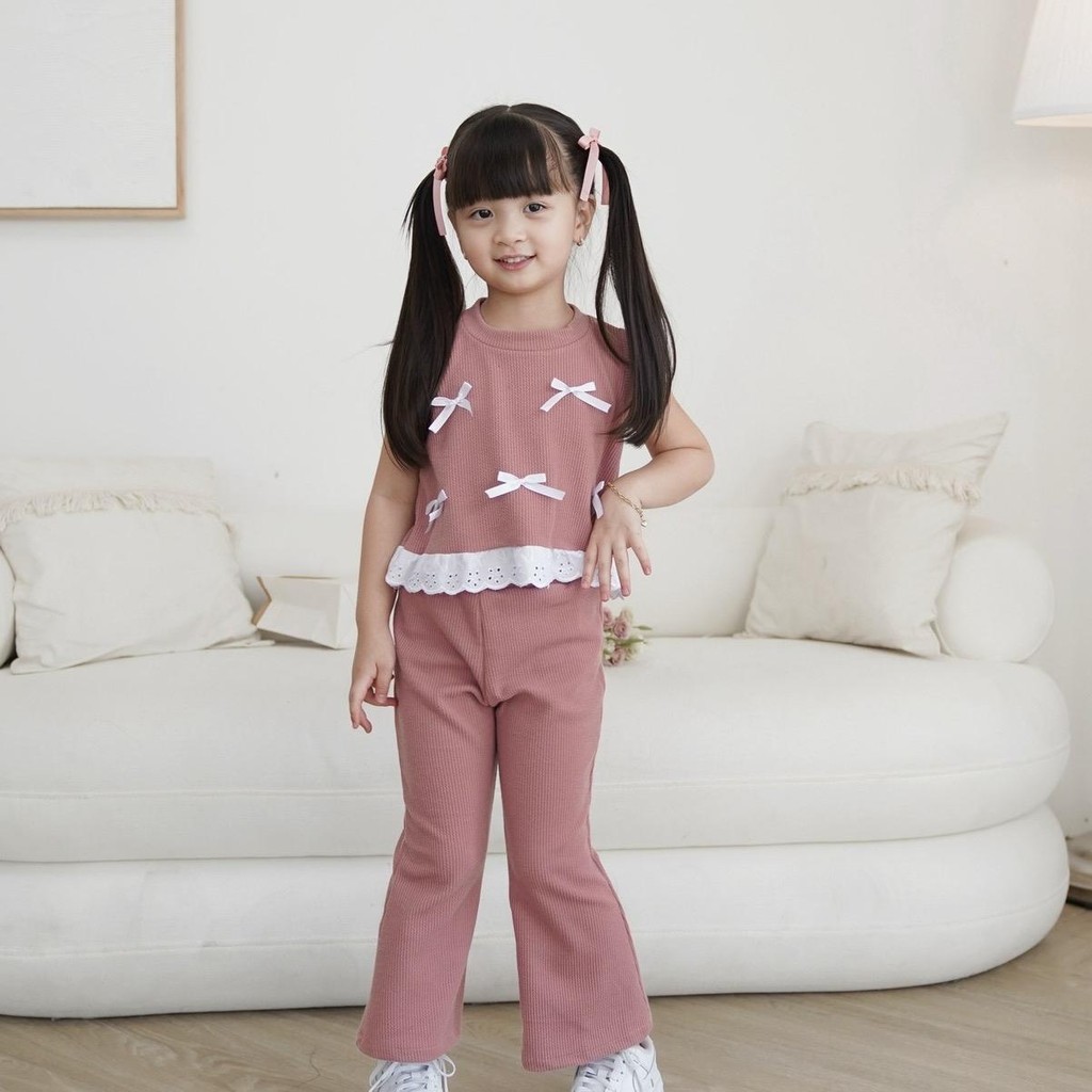 CELVEkids - Stelan Claire Set Baju celana Anak Perempuan Korean style Bahan knit usia 1-6th