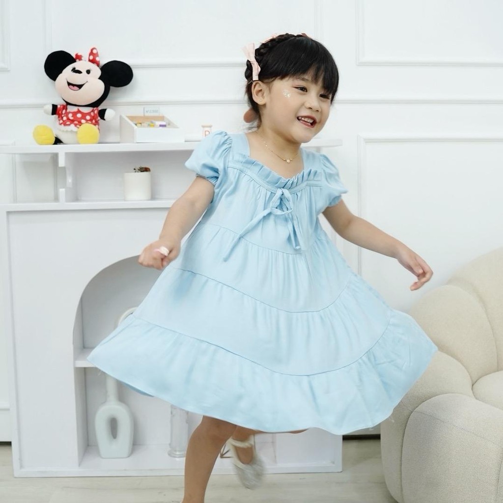 CELVEkids - Naomi Dress Baju Rok Anak Perempuan Korean style Bahan Twill Rayon usia 1-6th