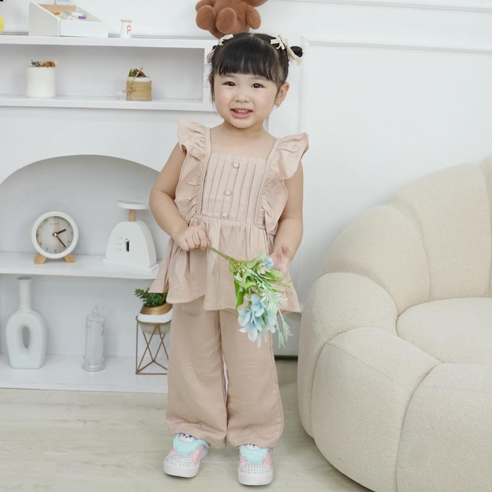 CELVEkids - Stelan Emma Set Baju Rok Anak Perempuan Korean style Bahan rayon twill usia 1-6th