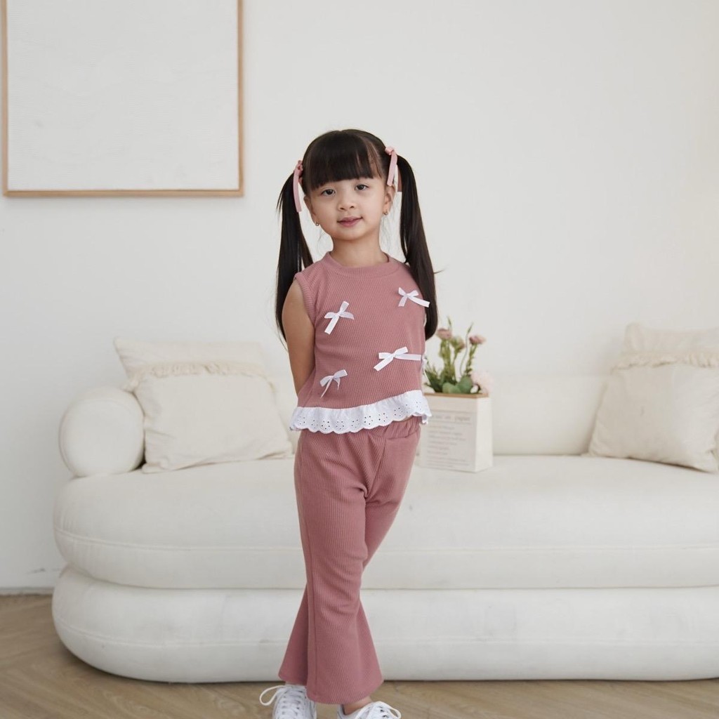 CELVEkids - Stelan Claire Set Baju celana Anak Perempuan Korean style Bahan knit usia 1-6th