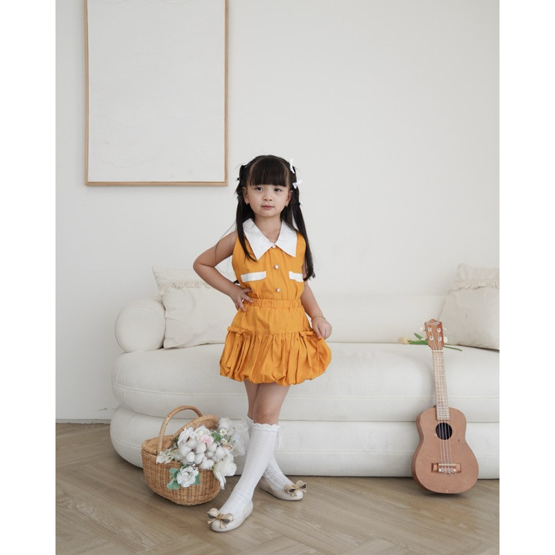 Celvekids - Stelan Sophia Set Baju Rok Anak Perempuan Korean Style Bahan Cotton Poplin Usia 1-6th