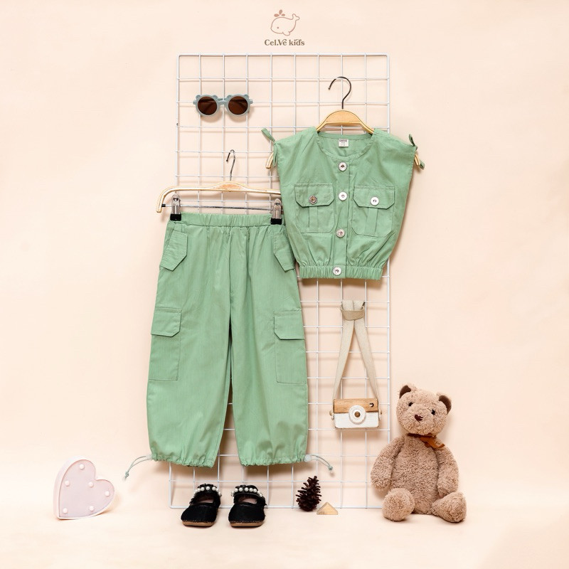 CELVEkids - Stelan Hanah Set Baju Rok Anak Perempuan Korean style Bahan Cotton Poplin usia 1-6th