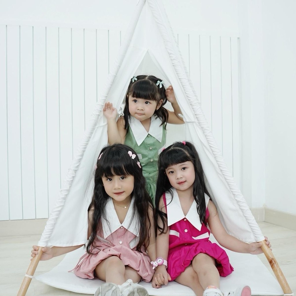 Celvekids - Stelan Sophia Set Baju Rok Anak Perempuan Korean Style Bahan Cotton Poplin Usia 1-6th