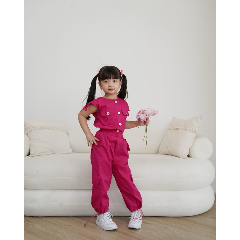 CELVEkids - Stelan Hanah Set Baju Rok Anak Perempuan Korean style Bahan Cotton Poplin usia 1-6th