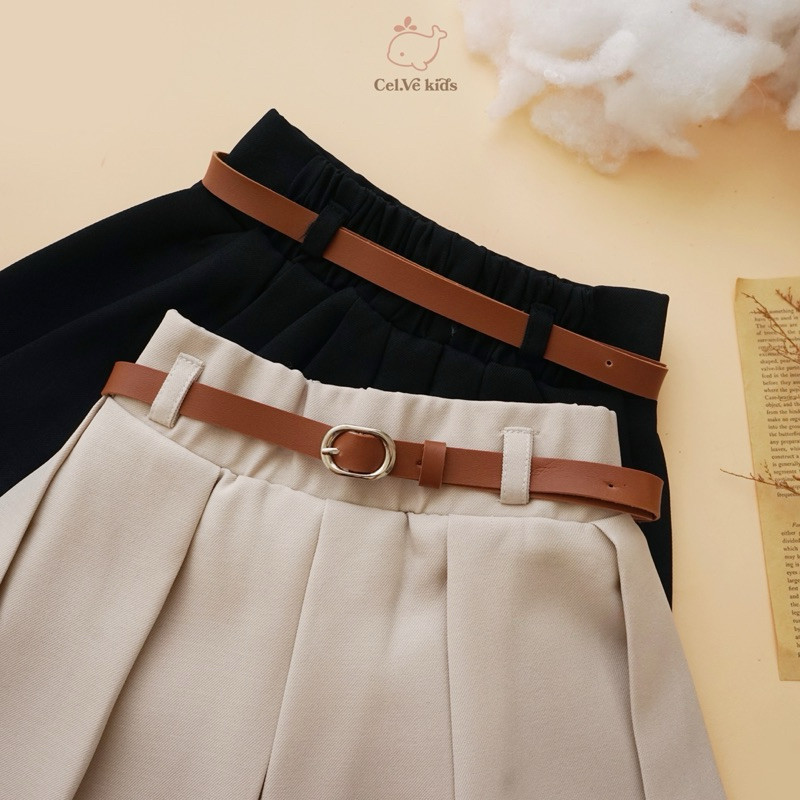 Celvekids - Skort Irish Rok Celana + Belt Anak Perempuan Korean Style Semiwool Usia 1-6th