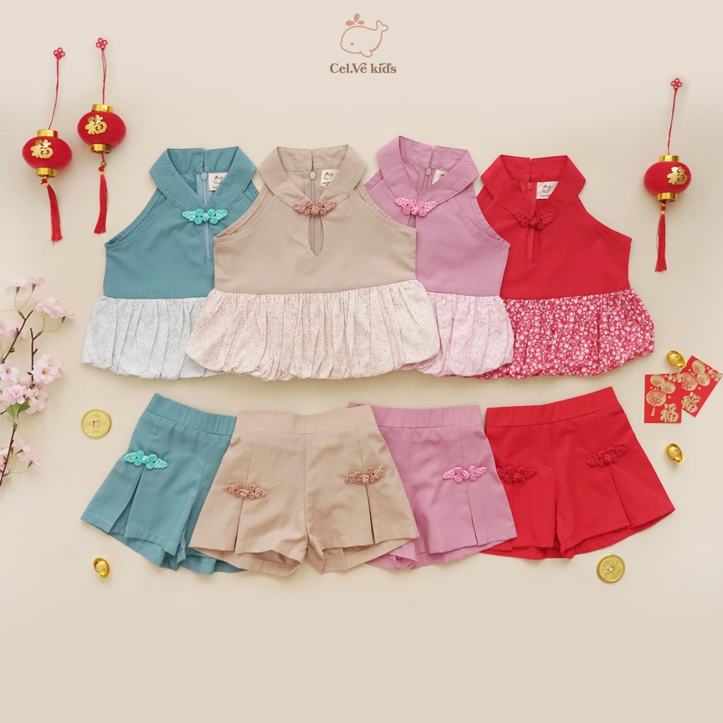 CELVEkids - Stelan Shu Ye set CNY Celana Anak Perempuan Korean style Bahan cotton usia 1-6th