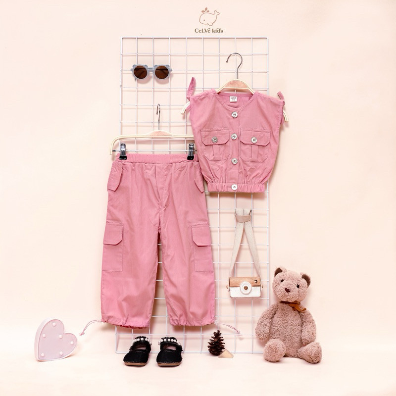 CELVEkids - Stelan Hanah Set Baju Rok Anak Perempuan Korean style Bahan Cotton Poplin usia 1-6th