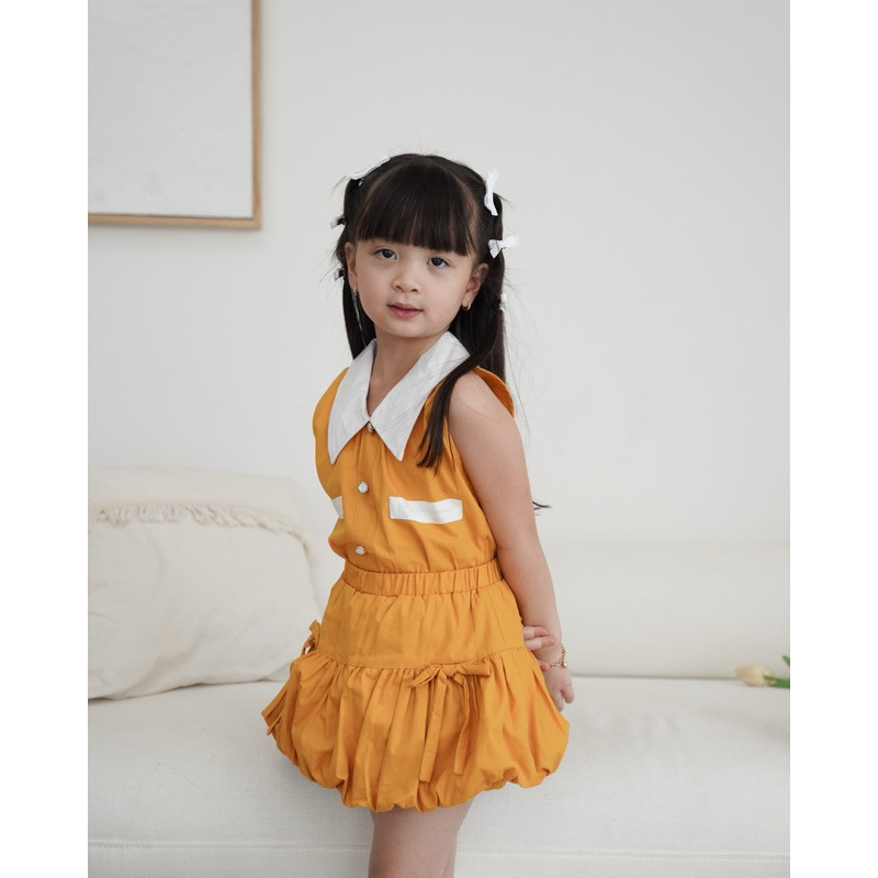 Celvekids - Stelan Sophia Set Baju Rok Anak Perempuan Korean Style Bahan Cotton Poplin Usia 1-6th
