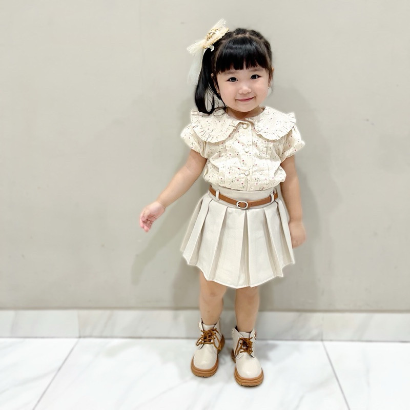 Celvekids - Skort Irish Rok Celana + Belt Anak Perempuan Korean Style Semiwool Usia 1-6th