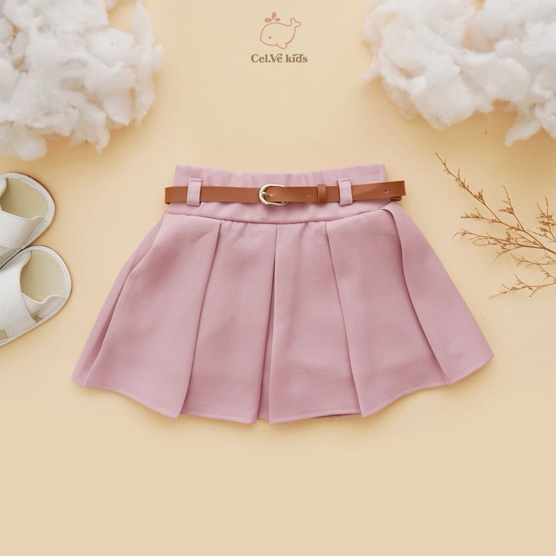 Celvekids - Skort Irish Rok Celana + Belt Anak Perempuan Korean Style Semiwool Usia 1-6th